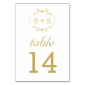 Goud lijst en initialen trouwtafel nummer kaart (Achterkant)