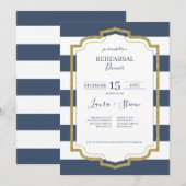 Goud Lijst en marinestrips Kaart (Voorkant / Achterkant)