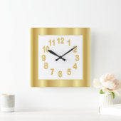 Goud Lijst en nummers | Achtergrondkleur kiezen Vierkante Klok (Huis)