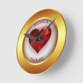 Goud Lijst en rood hart Ronde Klok (Hoek)