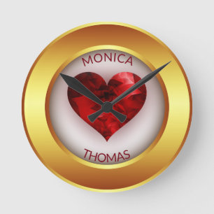 Goud Lijst en rood hart Ronde Klok