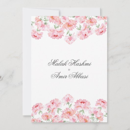 Goud Lijst en Roze Bloemen Islamitisch Moslim Brui Kaart (Achterkant)