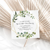 Goud Lijst Eucalyptus Kalligrafie Vierkant Bruilof Kaart