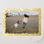 Goud Lijst feestelijke kerst traditioneel GELUKKIG Folie Feestdagenkaart (Voorkant)