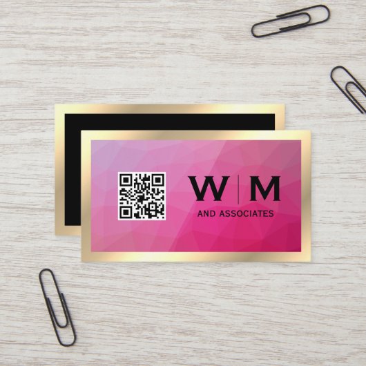 Goud Lijst | Geometrisch | QR-CODE-Visitekaartje Visitekaartje (Voorkant / Achterkant in situ)