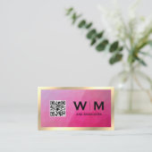 Goud Lijst | Geometrisch | QR-CODE-Visitekaartje Visitekaartje (Staand voorkant)