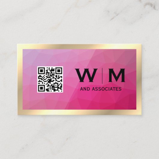 Goud Lijst | Geometrisch | QR-CODE-Visitekaartje Visitekaartje (Voorkant)