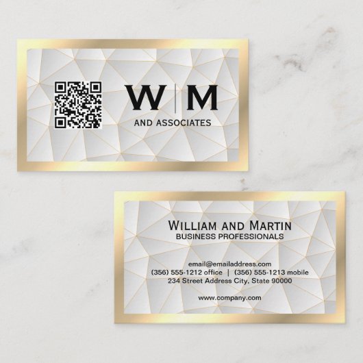 Goud Lijst | Geometrisch | qr-streepjescode Visitekaartje (Voorkant / Achterkant)