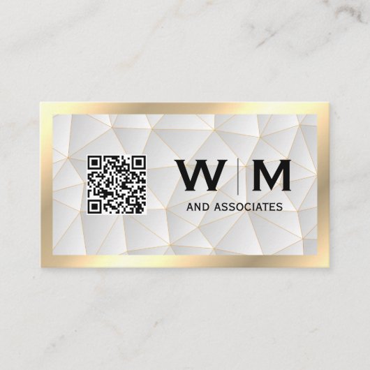 Goud Lijst | Geometrisch | qr-streepjescode Visitekaartje (Voorkant)