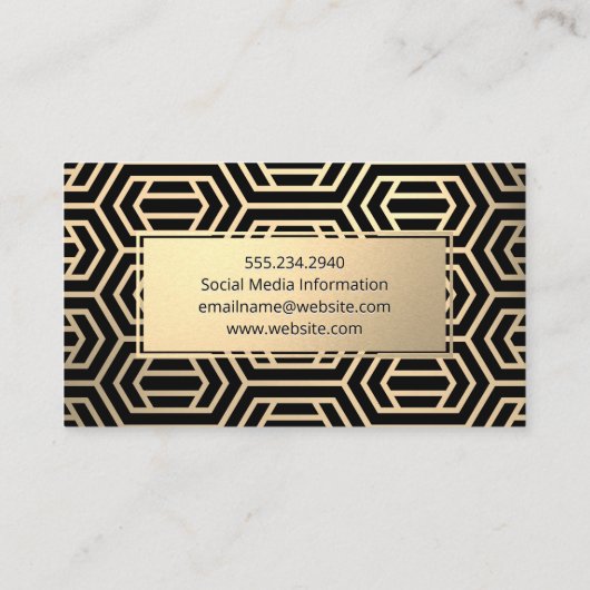 Goud Lijst | Gold Metallic Pattern Visitekaartje (Achterkant)