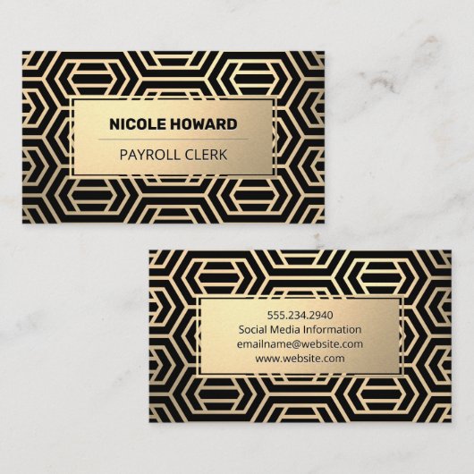 Goud Lijst | Gold Metallic Pattern Visitekaartje (Voorkant / Achterkant)