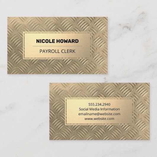 Goud Lijst | Gold Metallic Steel Pattern Visitekaartje (Voorkant / Achterkant)
