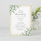 Goud Lijst Greenery Leaf 50ste bruiloft Jubileum Kaart (Staand voorkant)