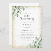 Goud Lijst Greenery Leaf 50ste bruiloft Jubileum Kaart (Voorkant / Achterkant)