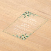 Goud Lijst groen verlaat islamitische Aqiqa Aqeeqa Acryl Uitnodigingen (Laagn)