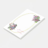 Goud Lijst Hand Script Sjabloon Waterverf Flowers Post-it® Notes (Schuin)