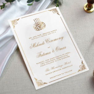 Goud Lijst islamitisch Mehndi ceremonie Kaart