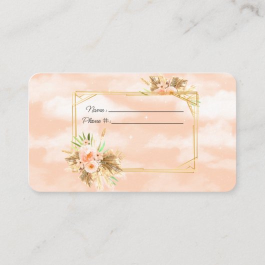 Goud Lijst Koral Waterverf Flowers Raffle Informatiekaartje (Achterkant)