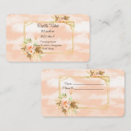 Goud Lijst Koral Waterverf Flowers Raffle Informatiekaartje