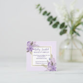 Goud lijst lavender florale waterverf make-up vierkante visitekaartje (Staand voorkant)