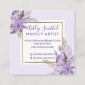 Goud lijst lavender florale waterverf make-up vierkante visitekaartje (Voorkant)
