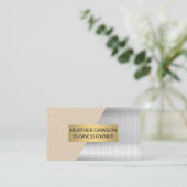 Goud Lijst | Leder | geperforeerd metaal Visitekaartje (Staand voorkant)