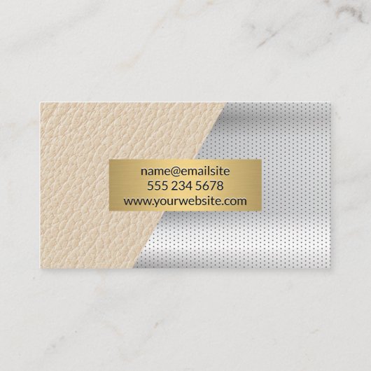 Goud Lijst | Leder | geperforeerd metaal Visitekaartje (Achterkant)