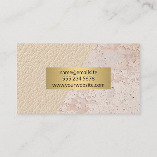 Goud Lijst | Leder | Grungy Texture Visitekaartje (Achterkant)
