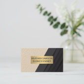 Goud Lijst | Leder | Zwarte panelen Visitekaartje (Staand voorkant)