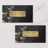 Goud Lijst | Leder | Zwarte Panels Mua Brushes Visitekaartje (Voorkant / Achterkant)