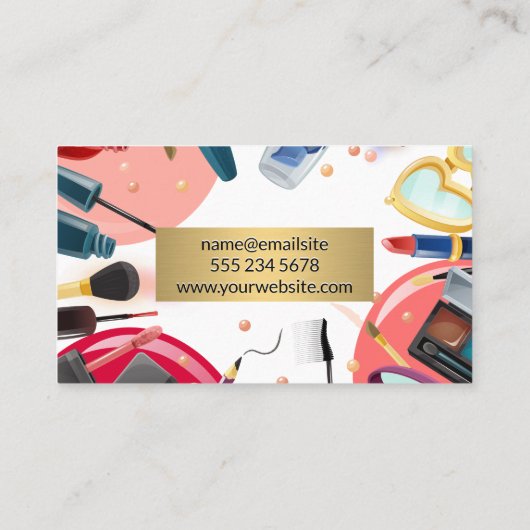 Goud Lijst | Make-up Artist Tools Cosmetica Visitekaartje (Achterkant)