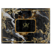 Goud  Lijst Marmer Donkerblauw Inktmonogram Snijplank (Voorkant)