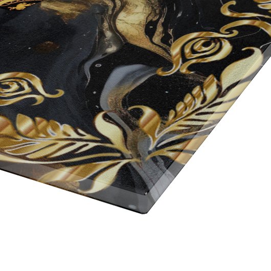 Goud  Lijst Marmer Donkerblauw Inktmonogram Snijplank (Hoek)