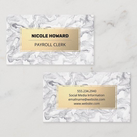 Goud Lijst | Marmeren ontwerp Visitekaartje (Voorkant / Achterkant)