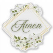 Goud Lijst met Amen woord en bloem Sticker (Voorkant)