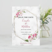 Goud Lijst met bloemen Save The Date (Staand voorkant)