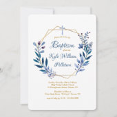Goud Lijst met Blue Branches Religious Invitation Kaart (Voorkant)