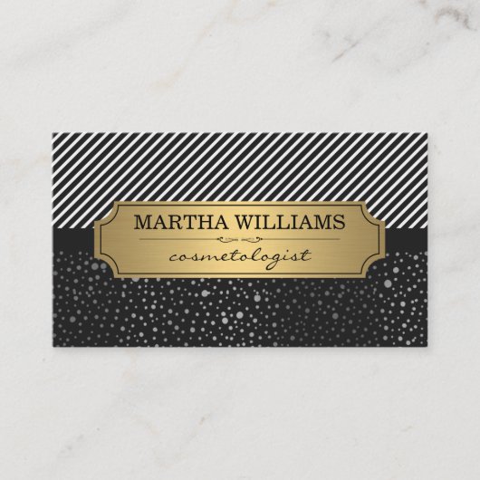 Goud Lijst met metalen Stippen en strips Visitekaartje (Voorkant)