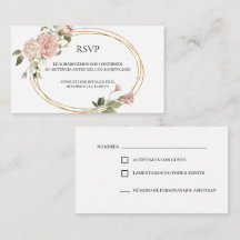 Goud lijst met rozen quinceañera RSVP-kaart
