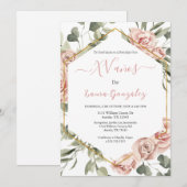 Goud lijst met rozen Quinceanera spaans Kaart (Voorkant / Achterkant)