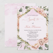 Goud lijst met rozen Quinceanera spaans Kaart (Voorkant / Achterkant)