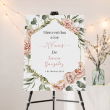 Goud lijst met rozen Quinceanera welkomstbord