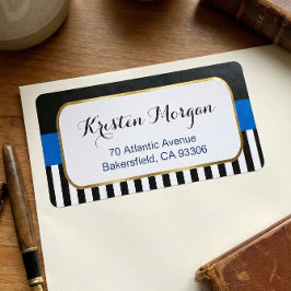 Goud Lijst met zwarte marinestrepen Etiket