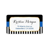 Goud Lijst met zwarte marinestrepen Etiket (Voorkant)