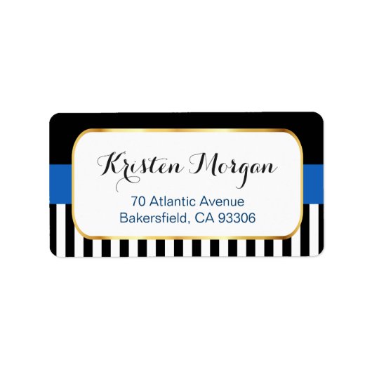 Goud Lijst met zwarte marinestrepen Etiket (Voorkant)