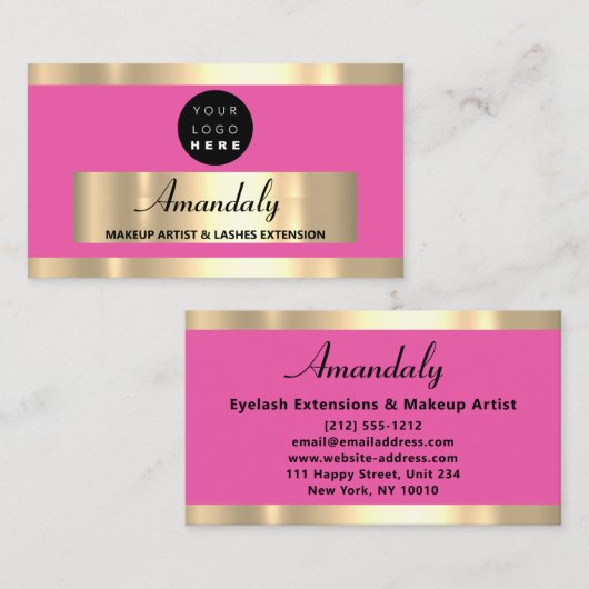Goud Lijst Mode Beautique Shop Roze Visitekaartje (Voorkant / Achterkant)
