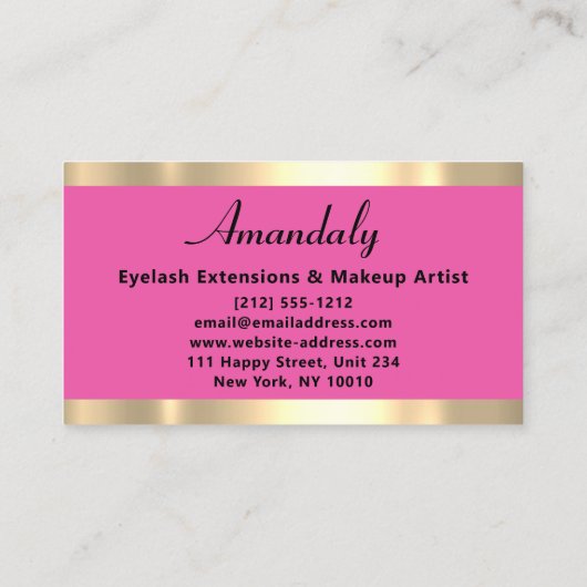 Goud Lijst Mode Beautique Shop Roze Visitekaartje (Achterkant)