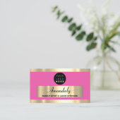 Goud Lijst Mode Beautique Shop Roze Visitekaartje (Staand voorkant)