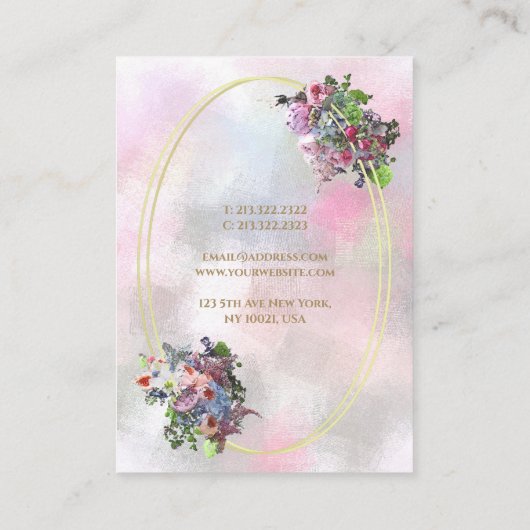 Goud Lijst Modern Chique Waterverf Abstract Bloeme Visitekaartje (Achterkant)