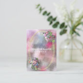 Goud Lijst Modern Chique Waterverf Abstract Bloeme Visitekaartje (Staand voorkant)